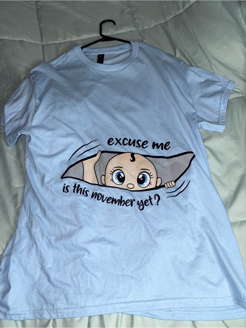 Light Blue Kids Graphic Tee with Peek-A-Boo Baby Print